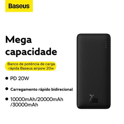 Imagem de Power Bank Baseus Airpow 10000mah Turbo 20w Cabo Usb-c
