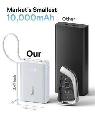Imagem de Power Bank Baseus Picogo 10000mAh 45W de 3 saídas com cabo USB-C