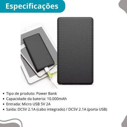 Imagem de Power Bank Pineng 10.000mAh Branco Carga Rápida