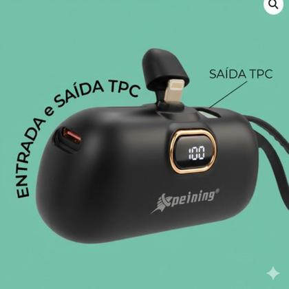 Imagem de Power Bank Portátil 5000mAh Mini Sem Fio Display LED  Carregador Emergência Plug e Use Compacto