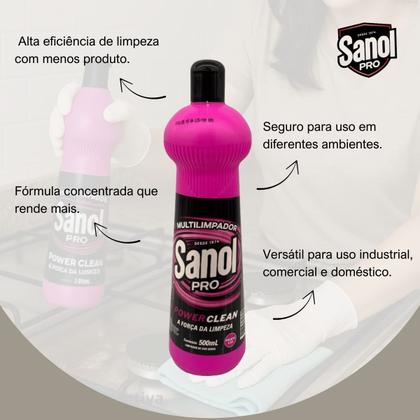 Imagem de Power Clean Sanol 500ml Multilimpador Multiuso Uso Geral e Limpeza Pesada Graxa Oleo Gordura