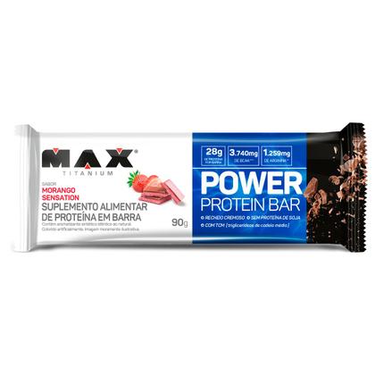 Imagem de Power protein bar barra de proteina caixa com 8 un de 90g morango sensaçao max titanium