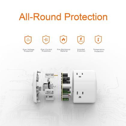 Imagem de Power Strip Amazon Basics Cube 3 Outlet 3 portas USB brancas