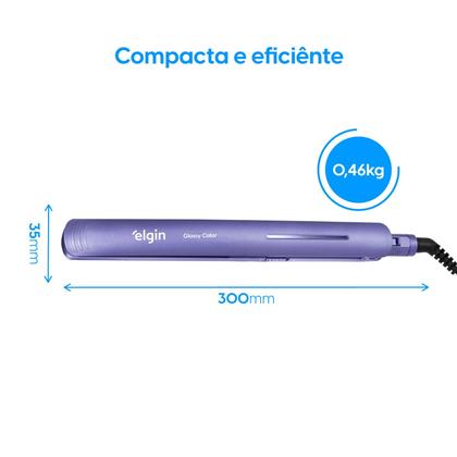 Imagem de Prancha Alisadora Chapinha Elgin Glossy Color Bivolt 230C Tourmaline Íon -