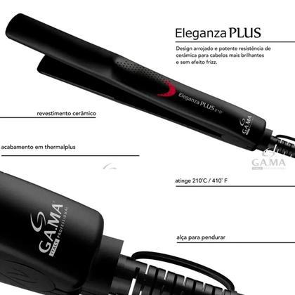 Imagem de Prancha Alisadora de Cabelo Gama Italy Eleganza Plus Chapinha Cerâmica 210º C Bivolt