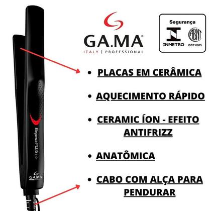 Imagem de Prancha Chapinha Preta GA.MA Italy Íon Cerâmica Profissional