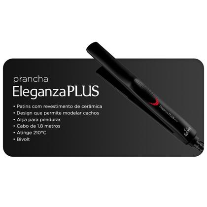 Imagem de Prancha de Cabelo Chapinha Gama Italy Eleganza Plus Preta Bivolt Ceramic Ion