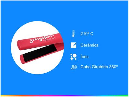 Imagem de Prancha De Cabelo Gama Italy Profissional Cerâmica 450ºf Sensi Chapinha Progressiva Milhões Ions Rose Modelador Philco Duo Bivolt