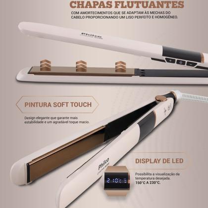 Imagem de Prancha de Cabelo Philco Titanium Chrome Rose Bivolt PPR10 Display Digital