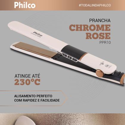 Imagem de Prancha de Cabelo Philco Titanium Chrome Rose Bivolt PPR10 Display Digital