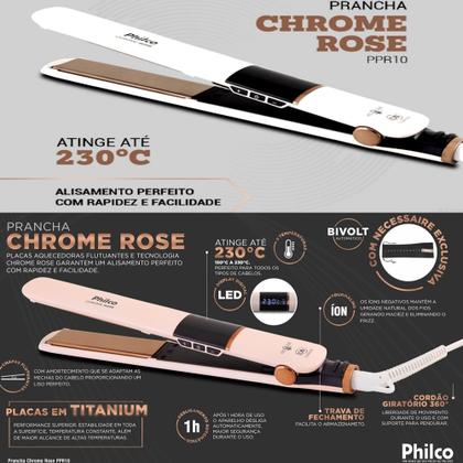 Imagem de Prancha De Cabelo Philco Titanium Profissional Salão Digital Ions 450f Progressiva Chapinha Bivolt