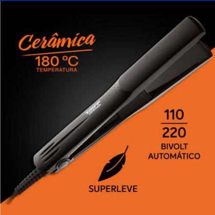 Imagem de Prancha de Cabelo Taiff Clássica Cerâmica Preta 110V/220V Bivolt 180Cº