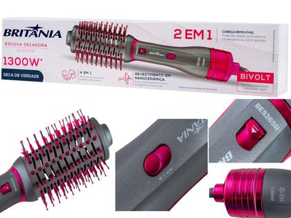 Imagem de Prancha De Cabelos Philco Titanium 450ºf Ions Tourmaline Digital Progressiva Rose PS45 Bivolt Escova Secadora Alisadora 4 em 1