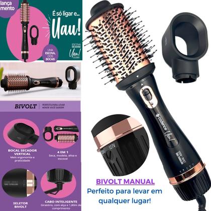 Imagem de Prancha De Cabelos Philco Titanium 450ºf Ions Tourmaline Digital Progressiva Rose PS45 Bivolt Escova Secadora Alisadora 4 em 1