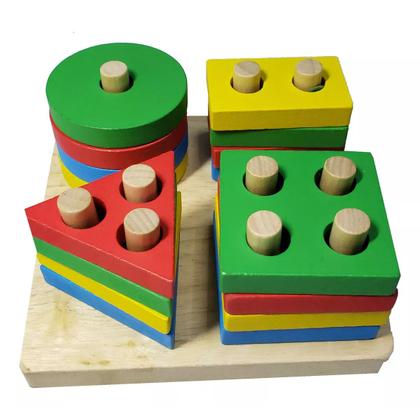 Imagem de Prancha De Formas Geométricas Em Madeira Brinquedo Educativo