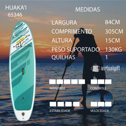 Imagem de Prancha Stand Up Inflável Huakai com Leash + Bomba de Inflar + Remo Bestway 65346