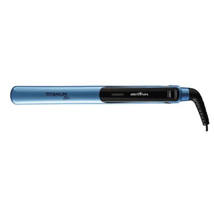 Imagem de Prancha Titanium Blue Britânia Com Cordão Giratório 360 Luz Indicadora Temperatura Ajustável Bivolt