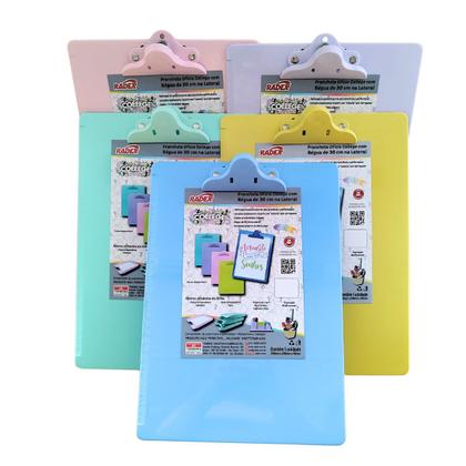 Imagem de Prancheta Colorida Plástica C/ Prendedor Presilha 34x24cm Tons Pastéis