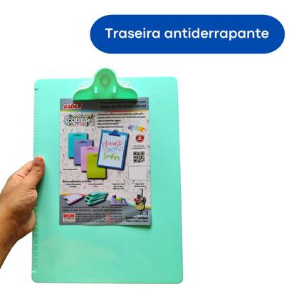 Imagem de Prancheta Colorida Plástica C/ Prendedor Presilha 34x24cm Tons Pastéis