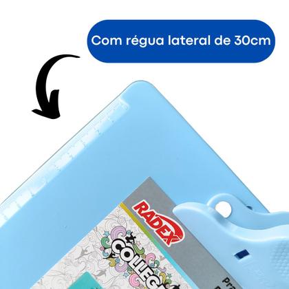 Imagem de Prancheta Colorida Plástica C/ Prendedor Presilha 34x24cm Tons Pastéis