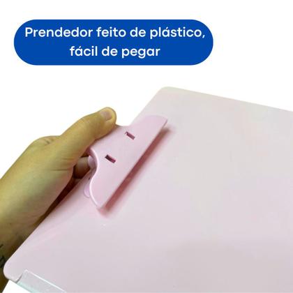 Imagem de Prancheta Colorida Plástica C/ Prendedor Presilha 34x24cm Tons Pastéis