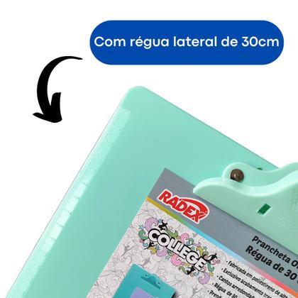 Prancheta Colorida Plástica C/ Prendedor Presilha 34x24cm Tons