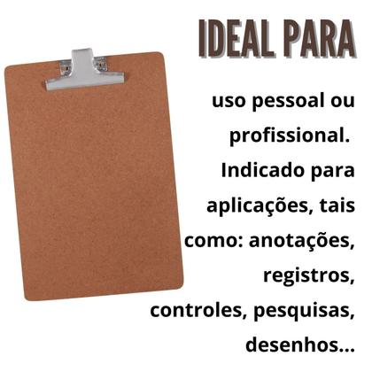 Imagem de Prancheta de Madeira Tamanho Ofício Kit 12un Prendedor Metal Resistente para Anotações Registros Desenho Organização