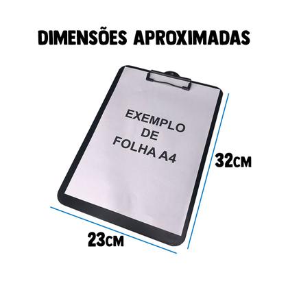 Imagem de Prancheta Office Black Preta MDF Ofício A4 C/ Prendedor Metalizado Stalo