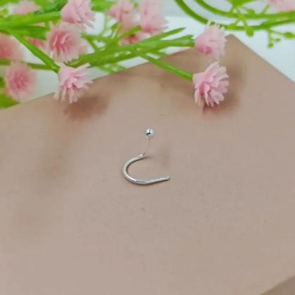Imagem de Prata 925 legitíma 1 peça anel de nariz Piercing nariz bolinha nostril prata 925 legitima unissex