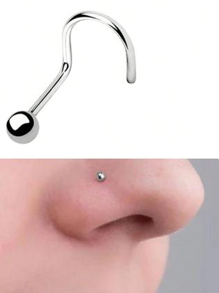 Imagem de Prata 925 legitíma 1 peça anel de nariz Piercing nariz bolinha nostril prata 925 legitima unissex