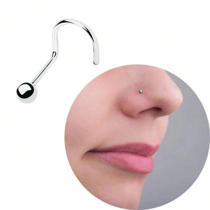 Imagem de Prata 925 legitíma 1 peça anel de nariz Piercing nariz bolinha nostril prata 925 legitima unissex