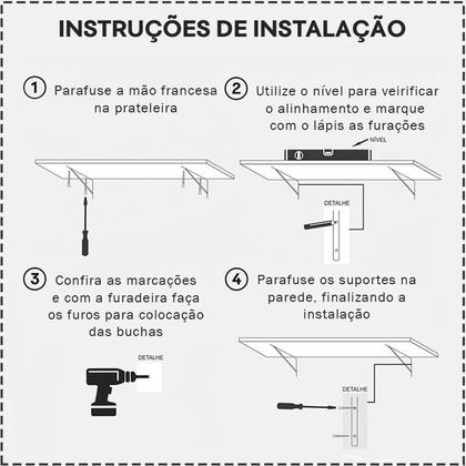 Imagem de Prateleira 100 x 30cm Branca Com Mão Francesa