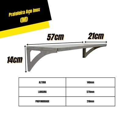 Imagem de Prateleira Aço Inox Parede Decoração 57x21