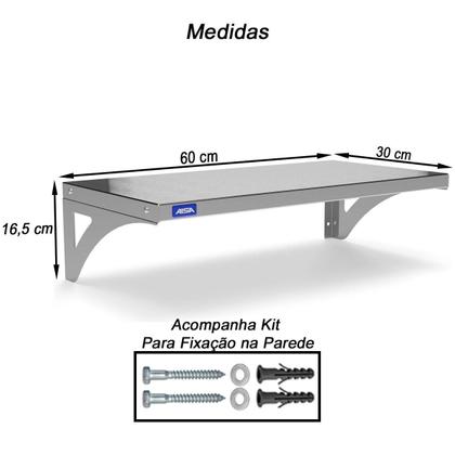 Imagem de Prateleira Aérea Aço Inox 30cm X 60cm Restaurante Lanchonete G71