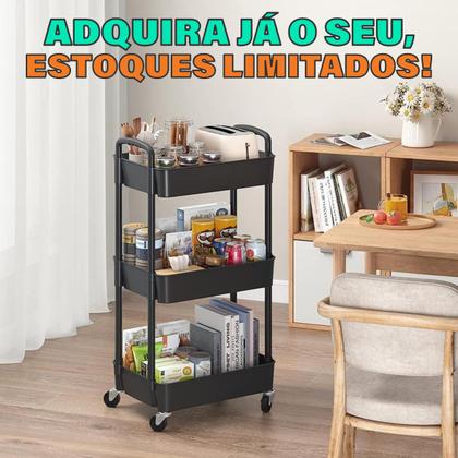 Imagem de Prateleira Carrinho Auxiliar Organizador de Objetos Multiuso 4 Andares com Rodinhas Cozinha Banheiro Sala Escritório