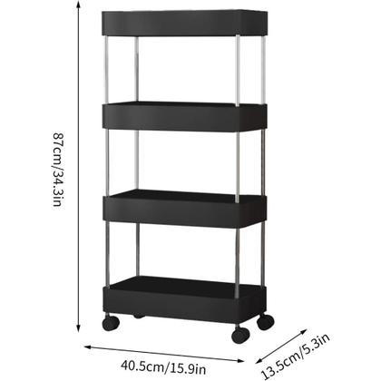 Imagem de Prateleira Carrinho Auxiliar Organizador de Objetos Multiuso 4 Andares com Rodinhas