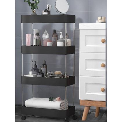 Imagem de Prateleira Carrinho Auxiliar Organizador de Objetos Multiuso 4 Andares com Rodinhas