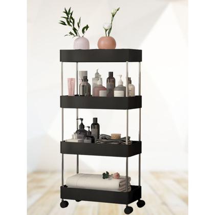 Imagem de Prateleira Carrinho Auxiliar Organizador de Objetos Multiuso 4 Andares com Rodinhas
