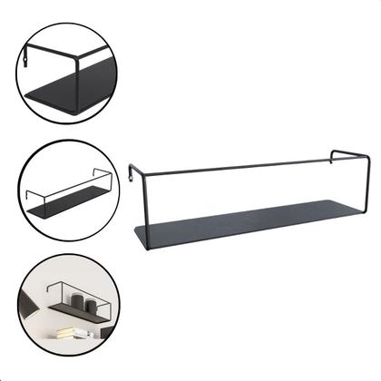 Imagem de Prateleira com Suporte Embutido 80x12cm Preta Aço Future Box