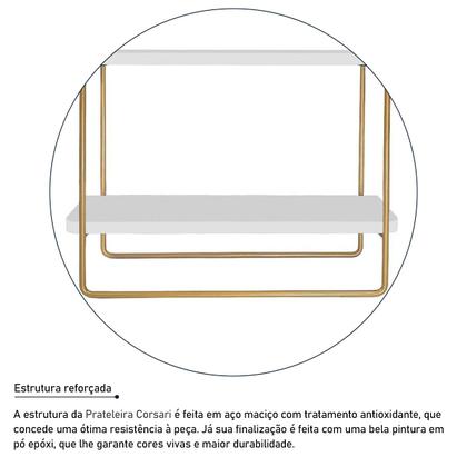Imagem de Prateleira Corsari Dourado e Branco