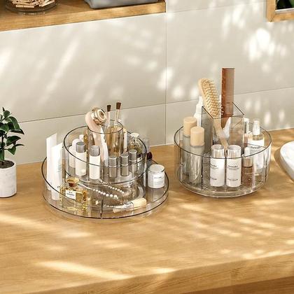 Imagem de Prateleira De Armazenamento De Maquiagem Transparente Rotativa 360 Graus Para Banheiro Organizador