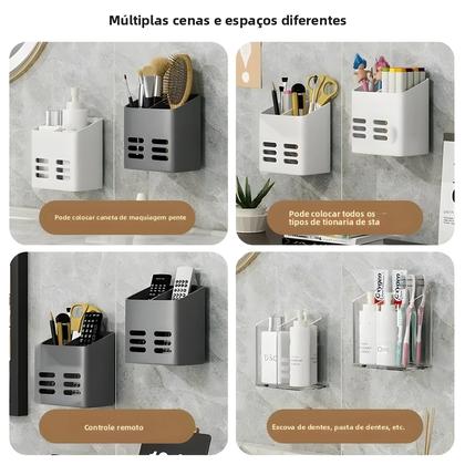 Imagem de Prateleira De Banheiro Sem Perfuração, Organizador De Maquiagem Montado Na Parede, Suporte Para