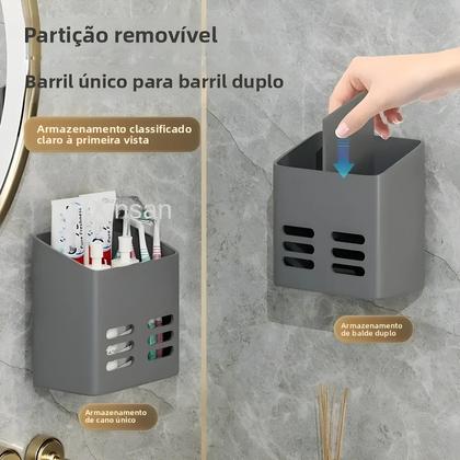 Imagem de Prateleira De Banheiro Sem Perfuração, Organizador De Maquiagem Montado Na Parede, Suporte Para