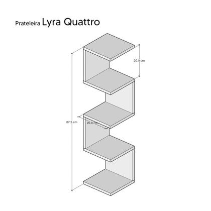 Imagem de Prateleira de Canto Lyra 4 Nichos Decorativos Carvalho para Sala Quarto Livros