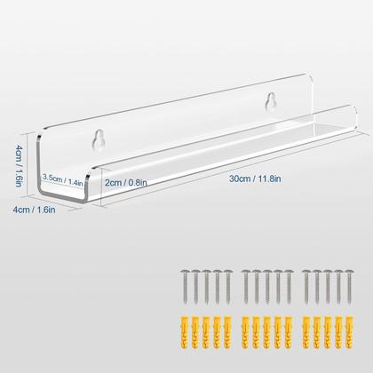 Imagem de Prateleira de discos de vinil Wall Mount Meaocer 30 cm em acrílico transparente