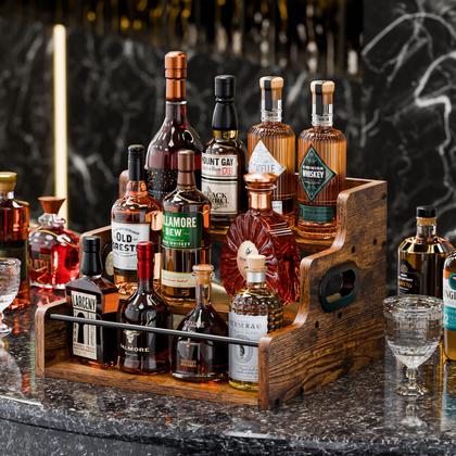 Imagem de Prateleira de exibição de garrafas de licor KLM Coffee Syrup Rack Organizer