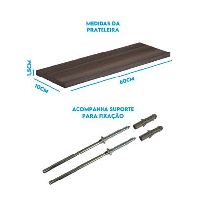 Imagem de Prateleira de Madeira 60x10 com Suporte Invisível Decoração