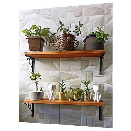 Imagem de Prateleira De Parede Metal Madeira Nicho Suspenso para Casa Cozinha Decoração Kalise 60cm