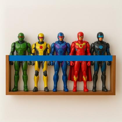 Imagem de Prateleira de Parede para Coleção de Bonecos  Marvel, Barbie, SuperHeróis  Estante Geek Decorativa e Organizadora para Quarto Nerd Menino MDF 55cm