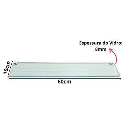 Imagem de Prateleira De Vidro 8mm Porta Shampoo 60x10cm 